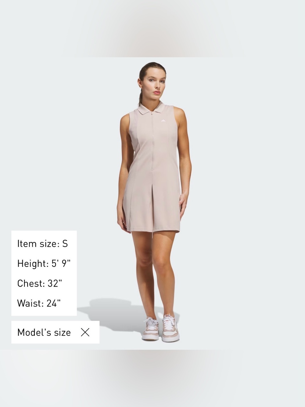 NWT adidas Sample Sleeveless Mini Tennis or Golf Dress in Light Taupe size S